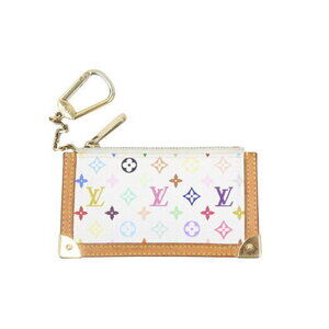 Louis Vuitton Pochette Blanc White Coin Wallet Case Multicolor Keychain